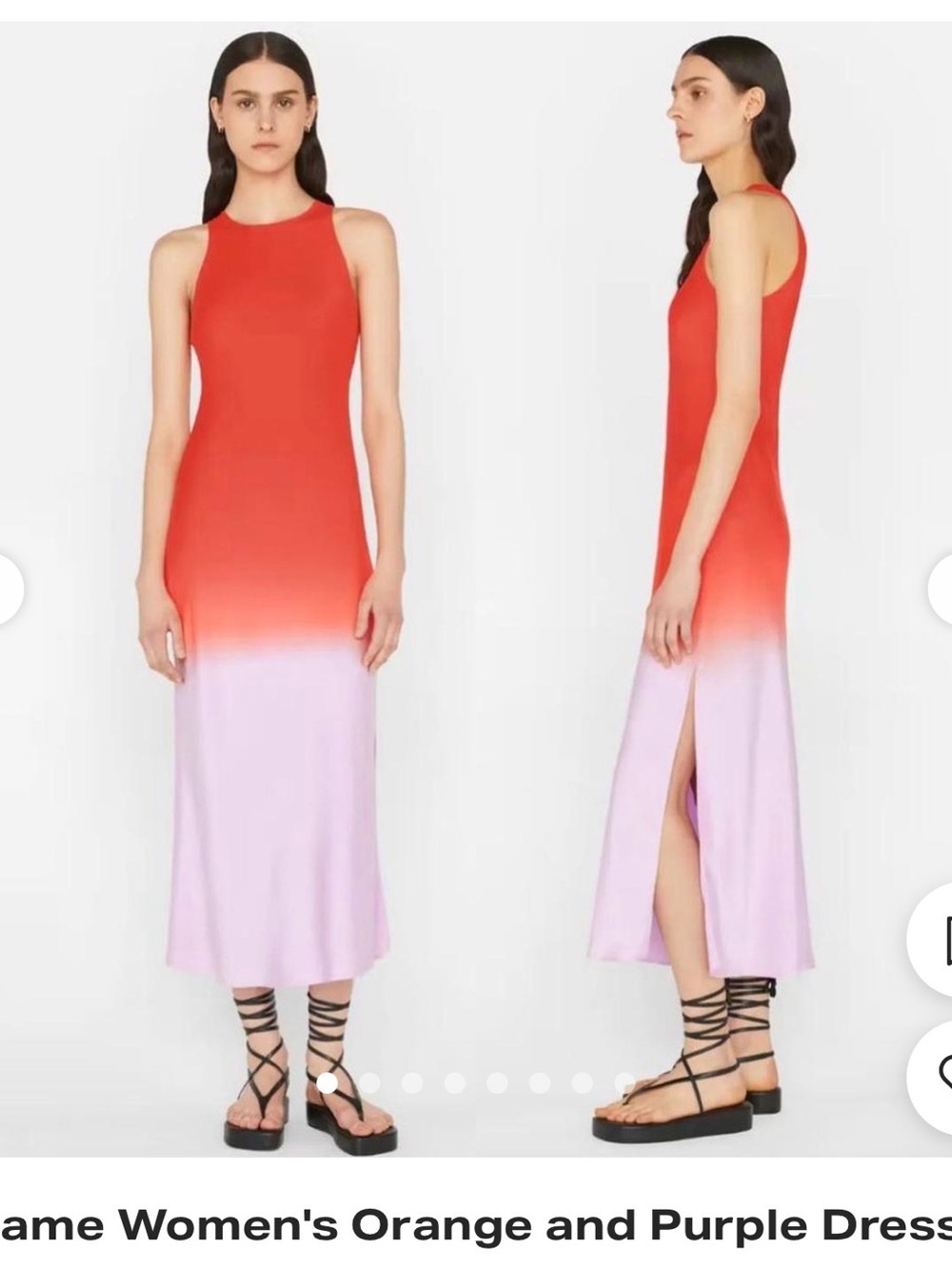 Frame Denim Sleeveless Ombre Maxi Dress in Orange to Lavender